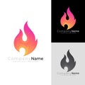 Flame logo template, fire icon with modern style