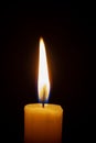 A lonely burning candle in the darkness Royalty Free Stock Photo