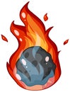 Flame meteorite in cartoon style