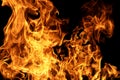 Flame pattern. Flames on black backdrop. Glowing flames on black background. Inferno effect with flame. Blazing fire. Flame Royalty Free Stock Photo