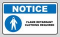 Flame retardant clothing required sign. Vector illustration