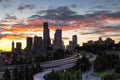 Flame sunset over Seattle Royalty Free Stock Photo