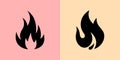 Flame symbol silhouettes on a color background