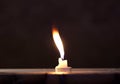 Flame Of Tablet Candle Fluttering In Wind Close Up Royalty Free Stock Photo