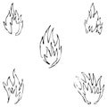 Flame tongues. Sketch by hand. Pencil drawing by hand. Vector image.