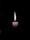 Flame and top of a candle surrounded of black background