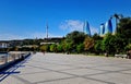 Flame towers and seafront of Baku, Azerbaijan Royalty Free Stock Photo