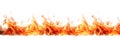 Flame on a transparent background. Long horizontal strip of fire, the concept of a blaze, a design element. Royalty Free Stock Photo