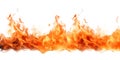 Flame on a transparent background. Long horizontal strip of fire, the concept of a blaze, a design element. Royalty Free Stock Photo