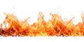 Flame on a transparent background. Long horizontal strip of fire, the concept of a blaze, a design element. Royalty Free Stock Photo
