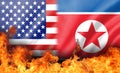 Flame on us and north korea flag Royalty Free Stock Photo