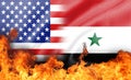 Flame on us and syria flag