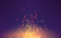 Flame vector background with sparks particles. bonfire smoke fantasy flying sparks.