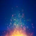 Flame vector xmas background with sparks particles. Colorful fire blaze sparkling. Fiery magic blaze