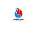 Flame and Water Logo Design, Plumbing and Heating Logo Design Template Vector Royalty Free Stock Photo