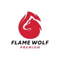 Flame Wolf Logo Design Vector Brand illustration Fox Mascot badge symbol icon Royalty Free Stock Photo