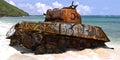 Flamenco Beach Army Tank Royalty Free Stock Photo