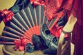 Flamenco clothing on a wooden chair Royalty Free Stock Photo