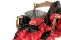 Flamenco clothing on a wooden chair isolated