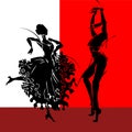 Flamenco couple dancer, hand draw silhouette