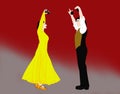 Flamenco dance couple with castanets