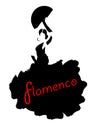 Flamenco dance, silhouette Spanish woman, isolated