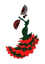 Flamenco dance, silhouette Spanish woman, isolated