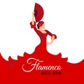 Flamenco dance Spain poster with headline. Young woman dancing Royalty Free Stock Photo