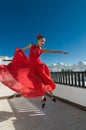 Flamenco dancer in flight Royalty Free Stock Photo