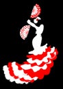 Flamenco dance, silhouette Spanish woman, isolated