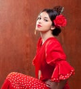 Flamenco dancer Spain woman gipsy with red rose Royalty Free Stock Photo