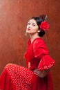 Flamenco dancer Spain woman gipsy with red rose Royalty Free Stock Photo