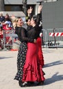 Flamenco dancers in the city of Genoa Genova Pegli -Italy on May 15, 2022