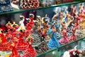 Flamenco dancers figurines in Spanish souvenir shop