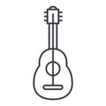 Flamenco guitar vector line icon, sign, illustration on background, editable strokes Royalty Free Stock Photo
