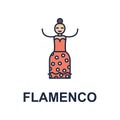 flamenco musician icon. Element of music style icon for mobile concept and web apps. Colored flamenco music style icon can be used