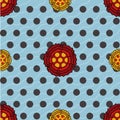 Flamenco seamless pattern with flowers, vector