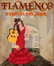 Flamenco. From Spain with love. Spanish dancing girl with guitar,