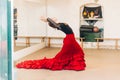 Flamenco woman dancer on a bohemian dance studio training Royalty Free Stock Photo