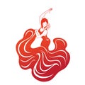 Flamenco woman in expressive pose flat silhouette