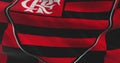 Flamengo FC waving flag. Flamengo football club background. Soccer team logo