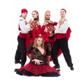 Flamenko dancer team dancing isolated on white background Royalty Free Stock Photo