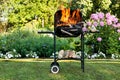 Flames in a barbecue Royalty Free Stock Photo