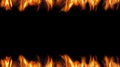 Flames on a black background. The border of fire. Copy space for your text. Abstract flame background. Royalty Free Stock Photo