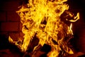 Flames burning fire, firewood in the fireplace Royalty Free Stock Photo
