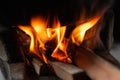 Flames burning high in a charcoal stove,Fire flames background. Royalty Free Stock Photo