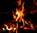 flames on burning wood