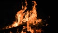 Flames in campfire, Close up