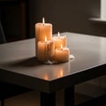 From the flames casts soft reflections on the table s smooth Royalty Free Stock Photo
