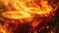 Flames dance in sync with the thunderous drumming unleashing a fiery display of rhythm and music